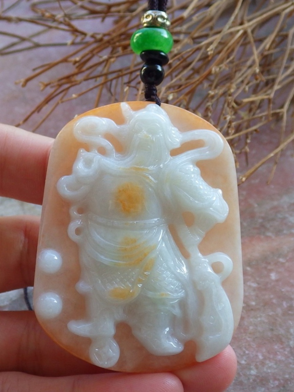 Certified Natural A Jade jadeite Fight God Guan Gong Guangyu Pendant Necklace